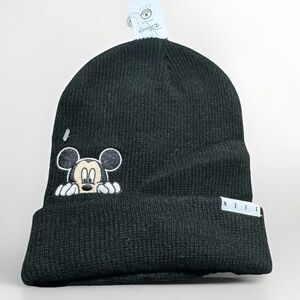 Neff Black Beanie with Mickey Mouse Embroidery